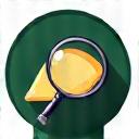 Icona di una lente d'ingrandimento su una forma di formaggio