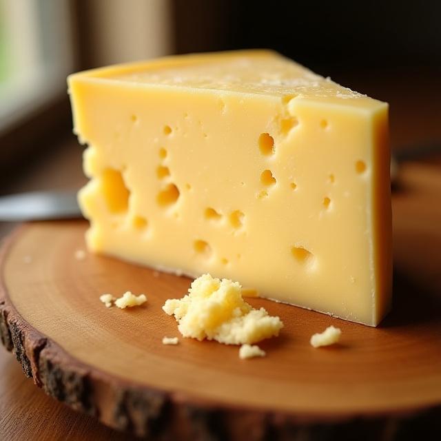 Punta di Parmigiano Reggiano stagionato 36 mesi su un tagliere di legno